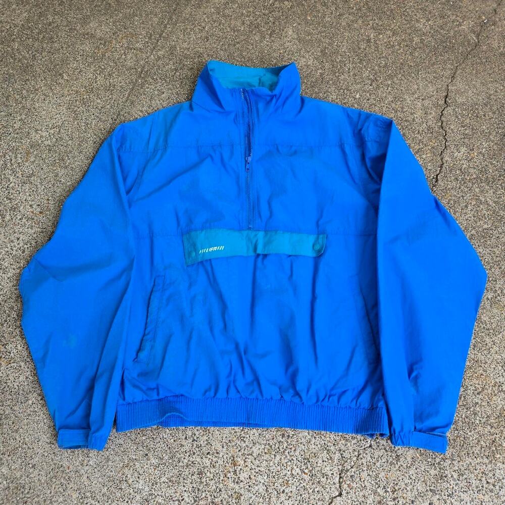 Vtg 90s HELLY HANSEN future Logo Colorblock Outdoors 1/4 Zip Anorak Jacket Lg